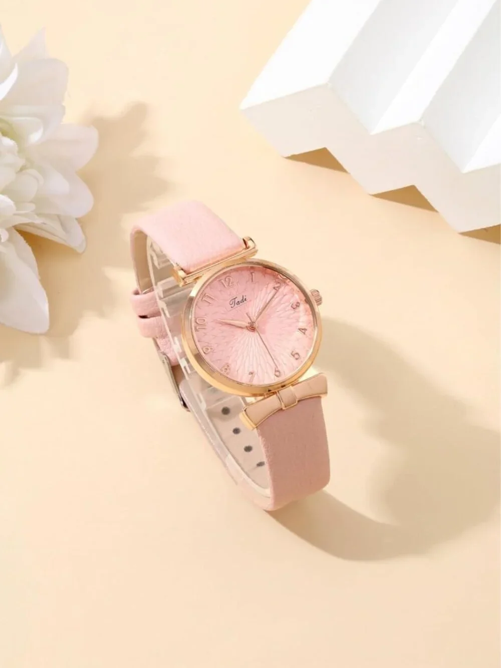 Womens Ladies Classic Simple Leather Analog Quartz Wrist Watch Rose Gold Case Ar